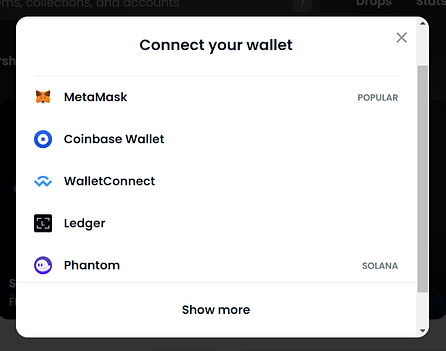 Wallet options 