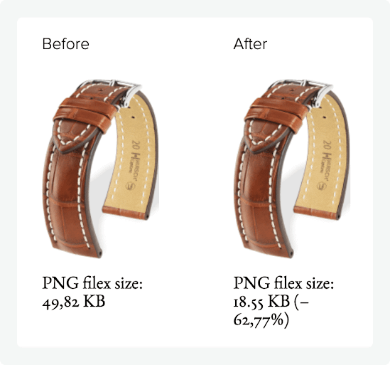 In the image below, we have made the accessory images more compact using .jpeg compression.