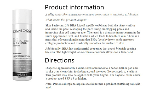 Information about the product