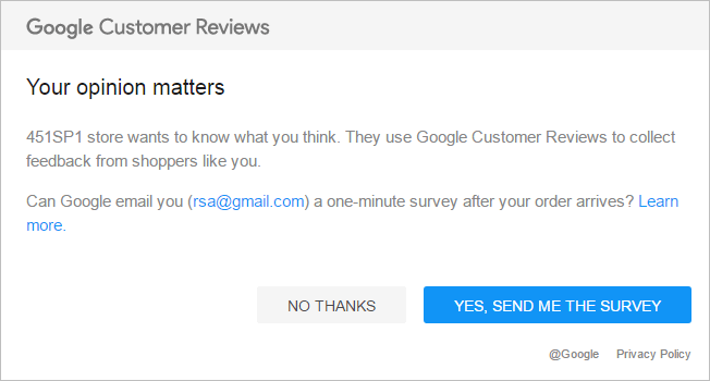 Google Customer Review Add-on Developed by Simtech Development 