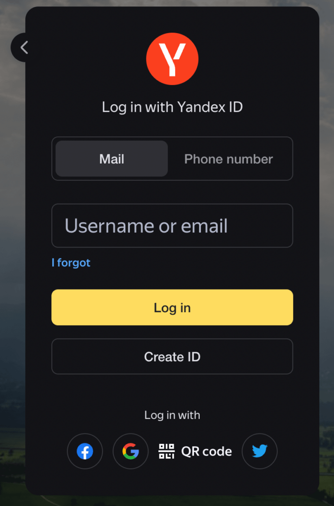 To create Yandex Mail for domain go to the Yandex Mai page, login to your account or create a new one. 