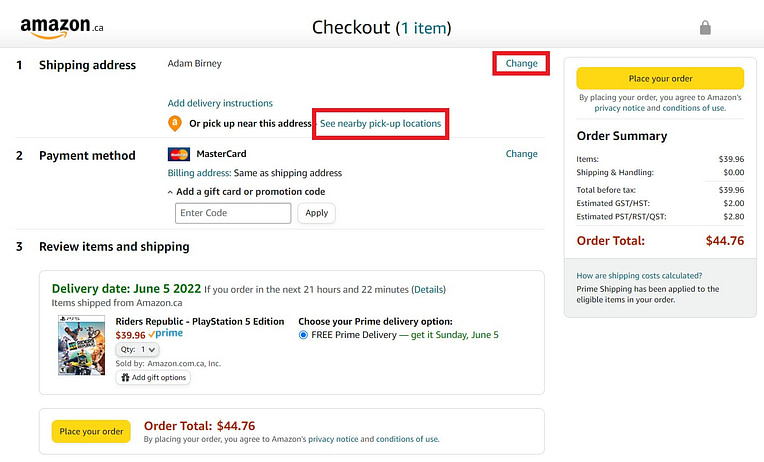 Amazon checkout