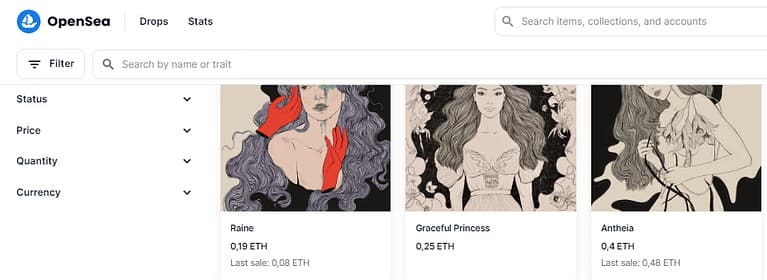 Функции поиска и фильтрации на OpenSea