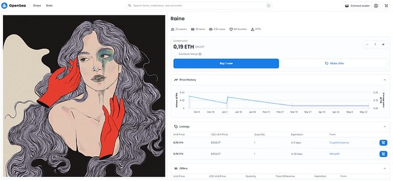 История покупок на OpenSea