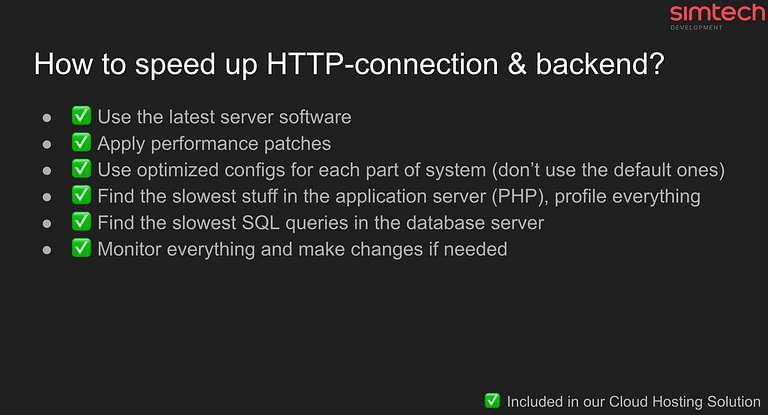 How to speed up HTTP connection and the backend