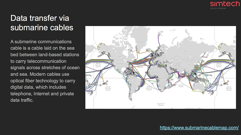 Data transfer via submarine cables