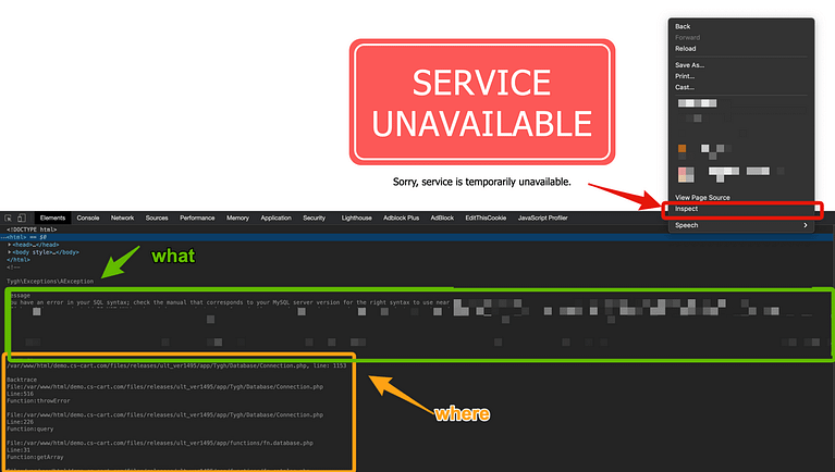 How to find causes of Services Unavailable Error