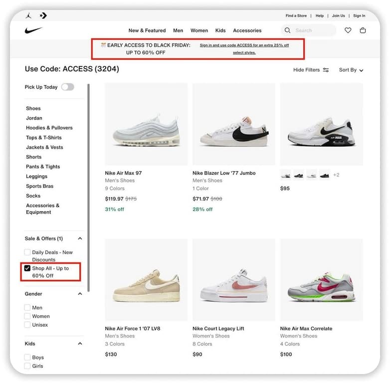 nike store black friday banner