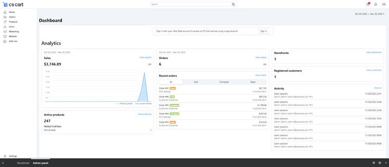 CS-Cart admin panel