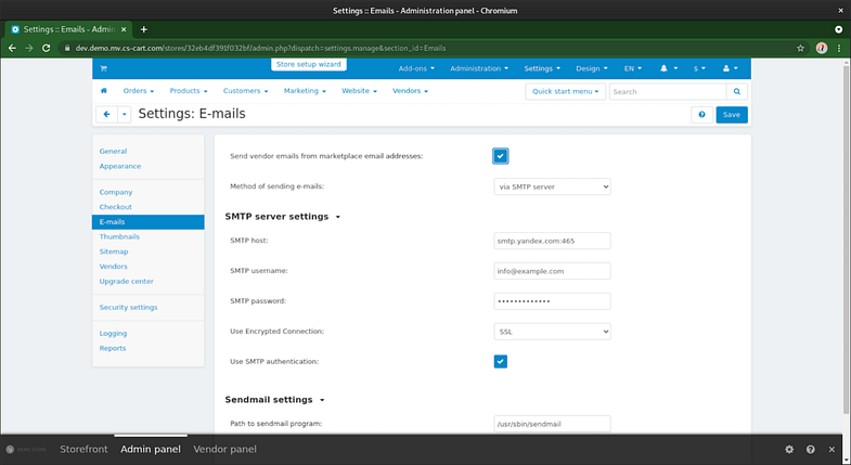 Connecting Yandex Mail to CS-Cart and Multi-Vendor