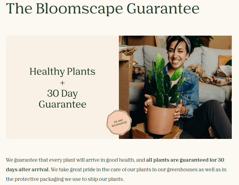 Guarantee for the plant selling online