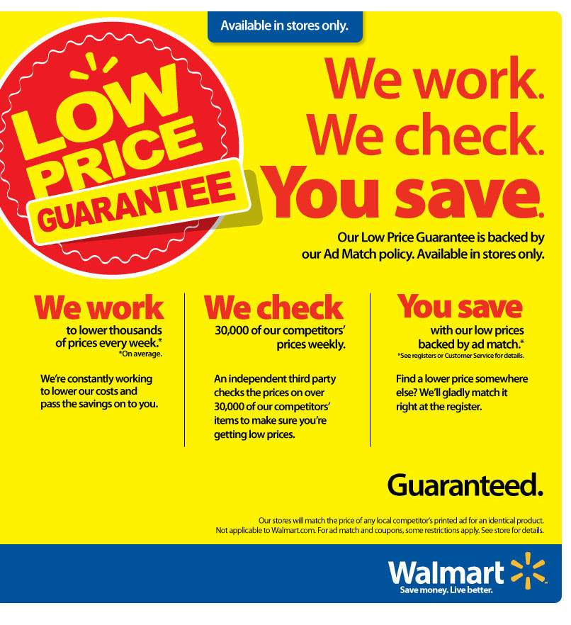 Price Match Guarantee of Walmart 