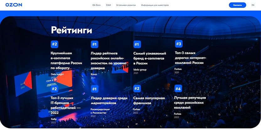 Рейтинги и достижения на Ozon