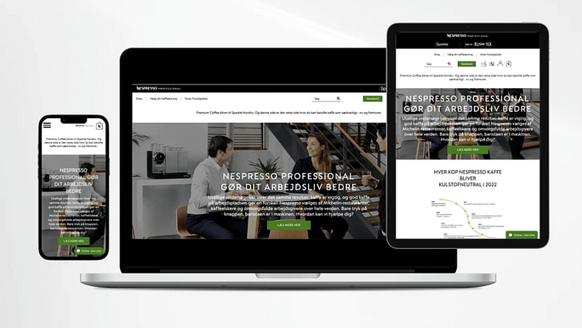 Мокапы, адаптированные для мобильных телефонов, созданные нашей командой разработчиков для Nespresso (Швеция)