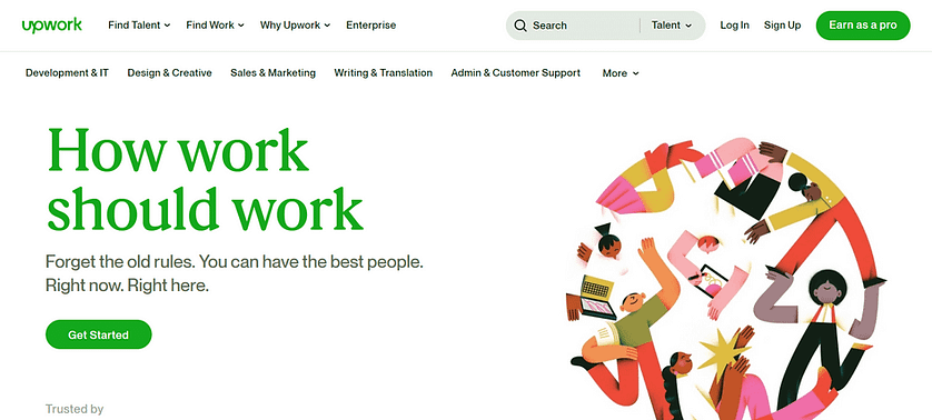 Freelance exchange Upwork allows businesses and individuals to cooperate on favorable terms.