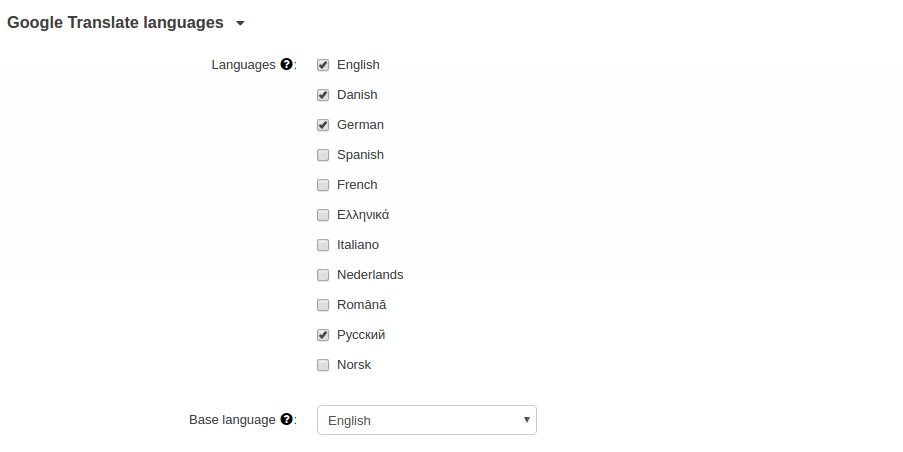 Google Translation Languages range
