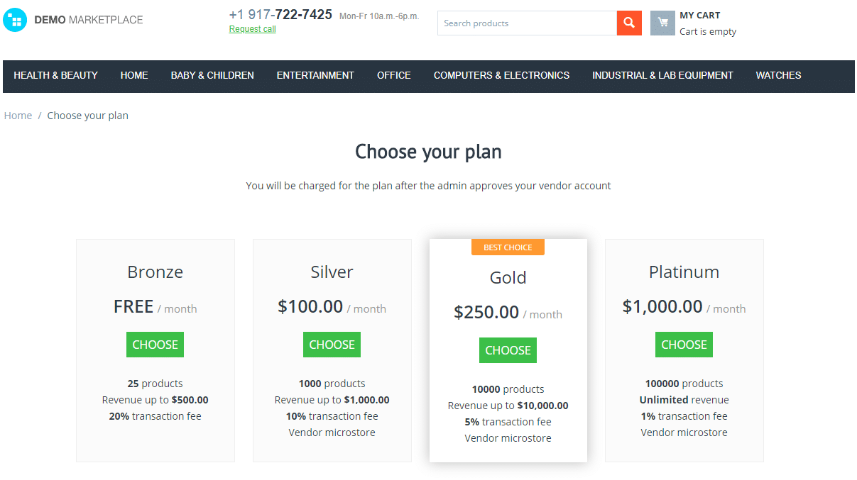 marketplace website features