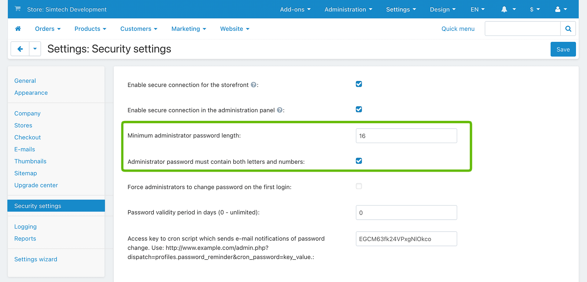 Secure CS-Cart amd Multi-Vendor administrator password must contain both letters and numbers