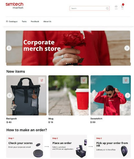 Gamification elements at Simtech Market