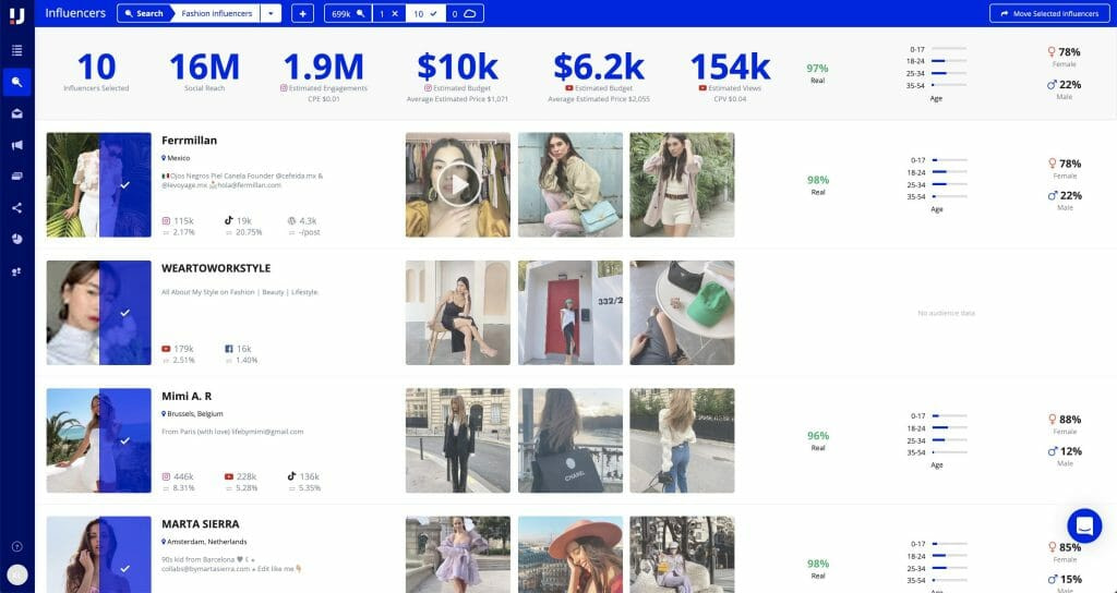 Upfluence interface