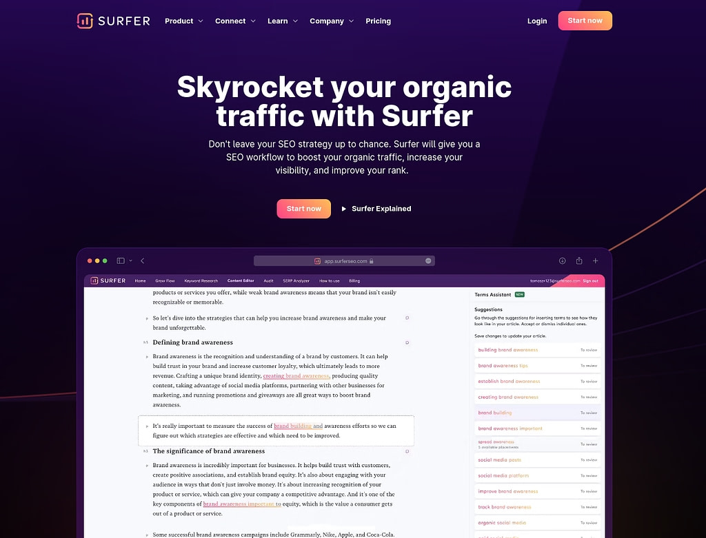 Surfer SEO tool