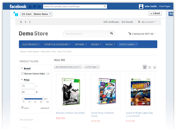 Your Store on Facebook with CS-Cart Facebook App - CS-Cart