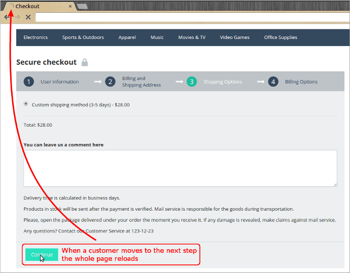 Multi-page checkout